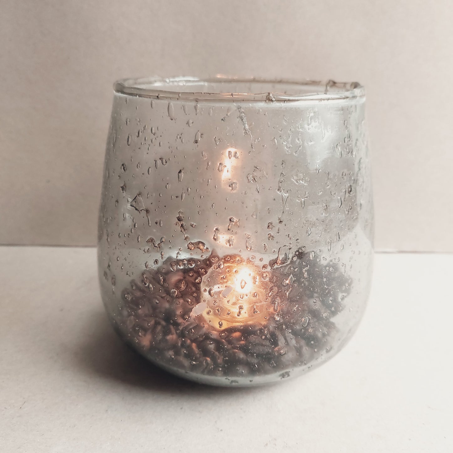 Windlicht steenslag grey 14/13