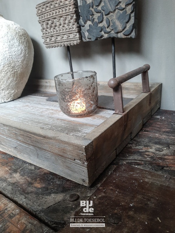 Stoere houten dienblad serveertray